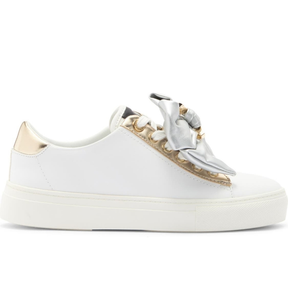 Karl Lagerfeld White and Silver Bow Sneakers - Picture 8 of 13